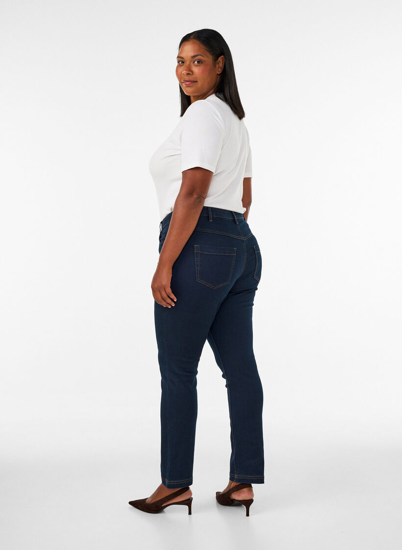 Slim fit Emily jeans med normalh&ouml;g midja, Bl&aring;, Model image number 2