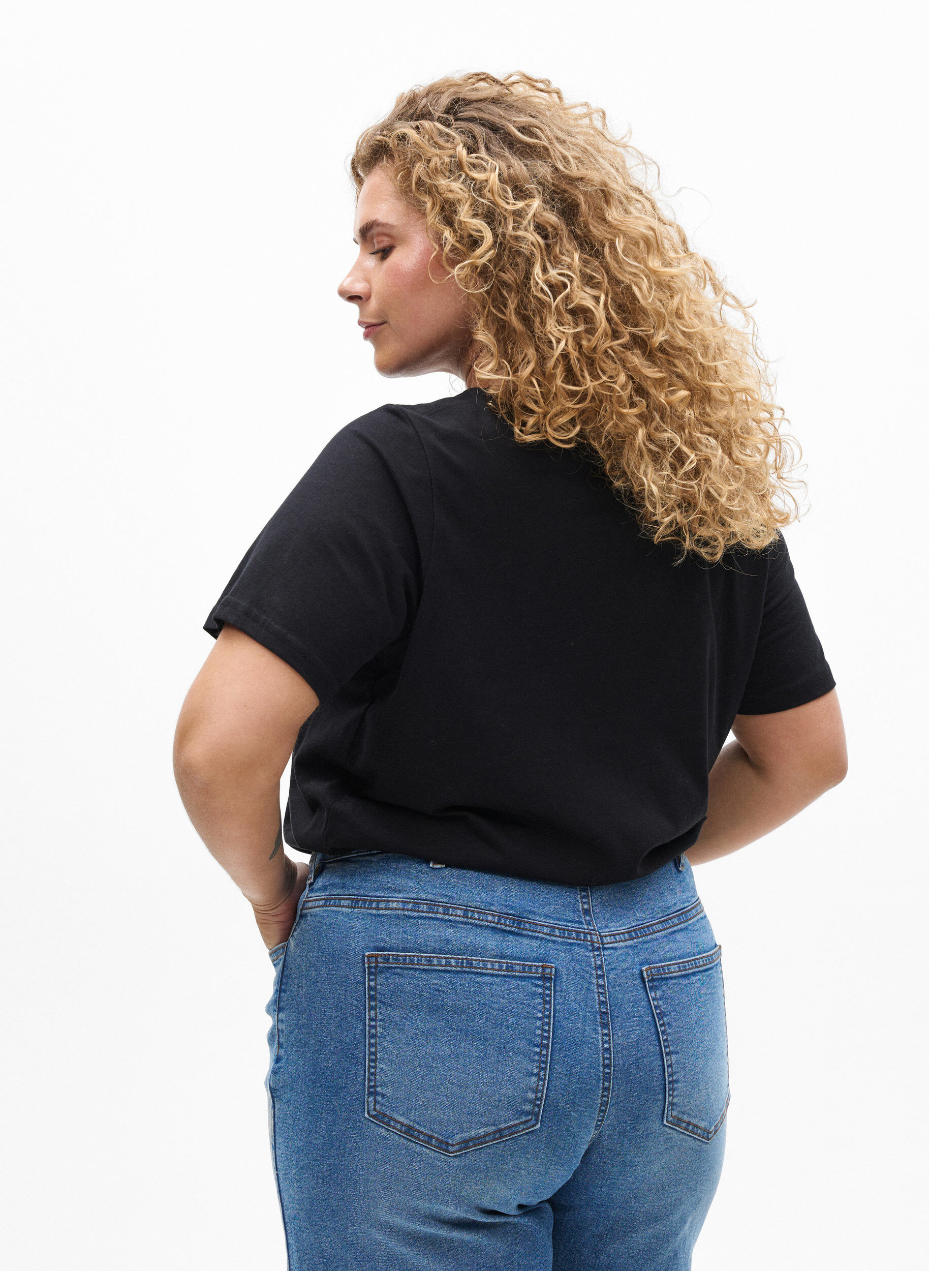 Zizzi FLASH - T-shirt med tryck, Svart, Model image number 2