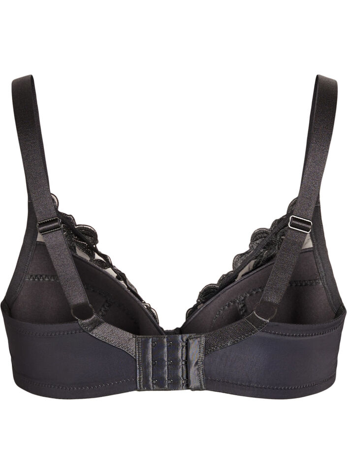 Vadderad bygel-bh med broderi, Svart, Packshot image number 1