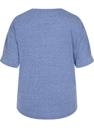 Melerad tröja med korta ärmar, Twilight Blue Mel., Packshot image number 1