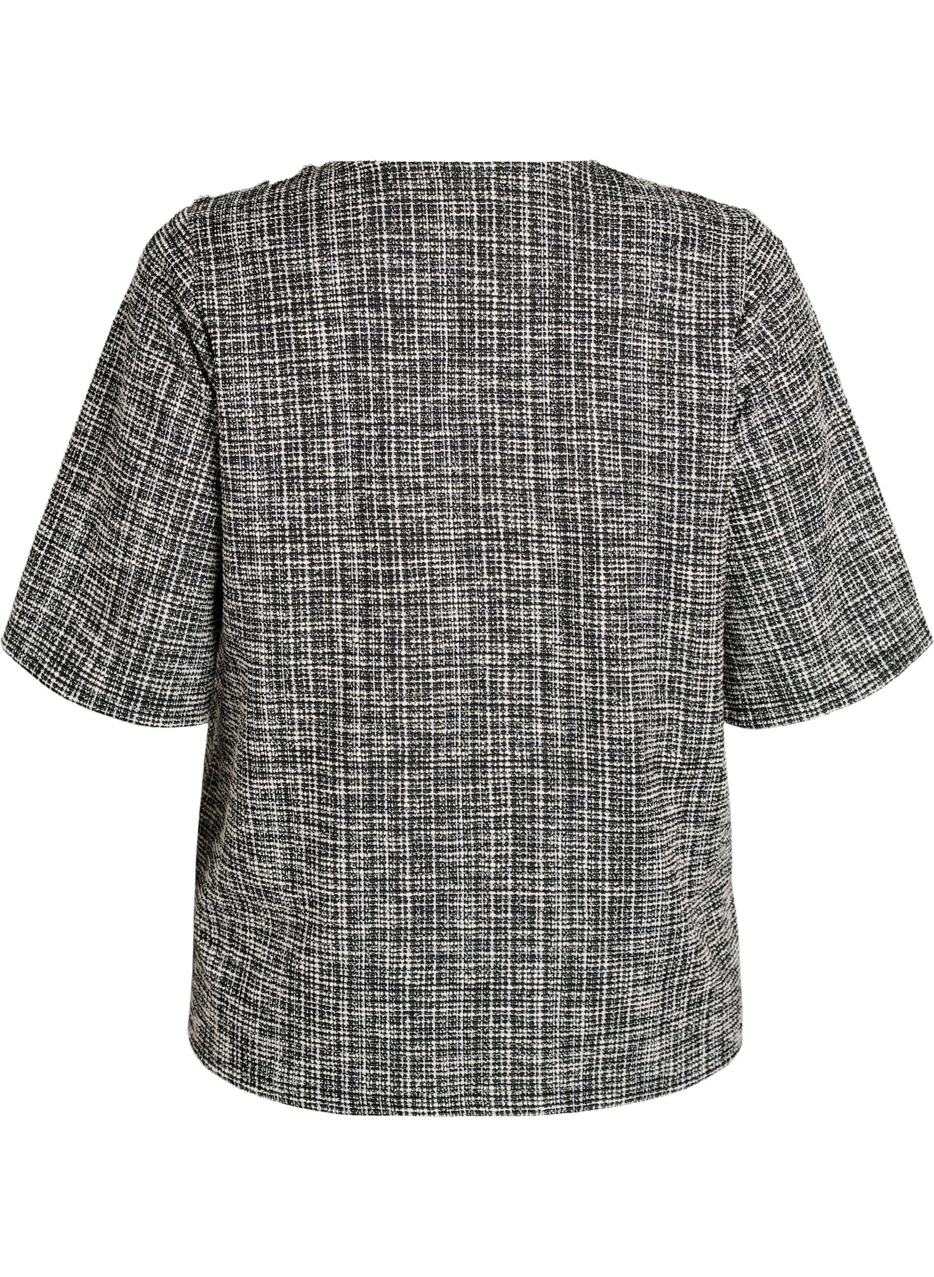 ZizziV&auml;vd blus med knappdetalj, Vanilla, Packshot image number 1