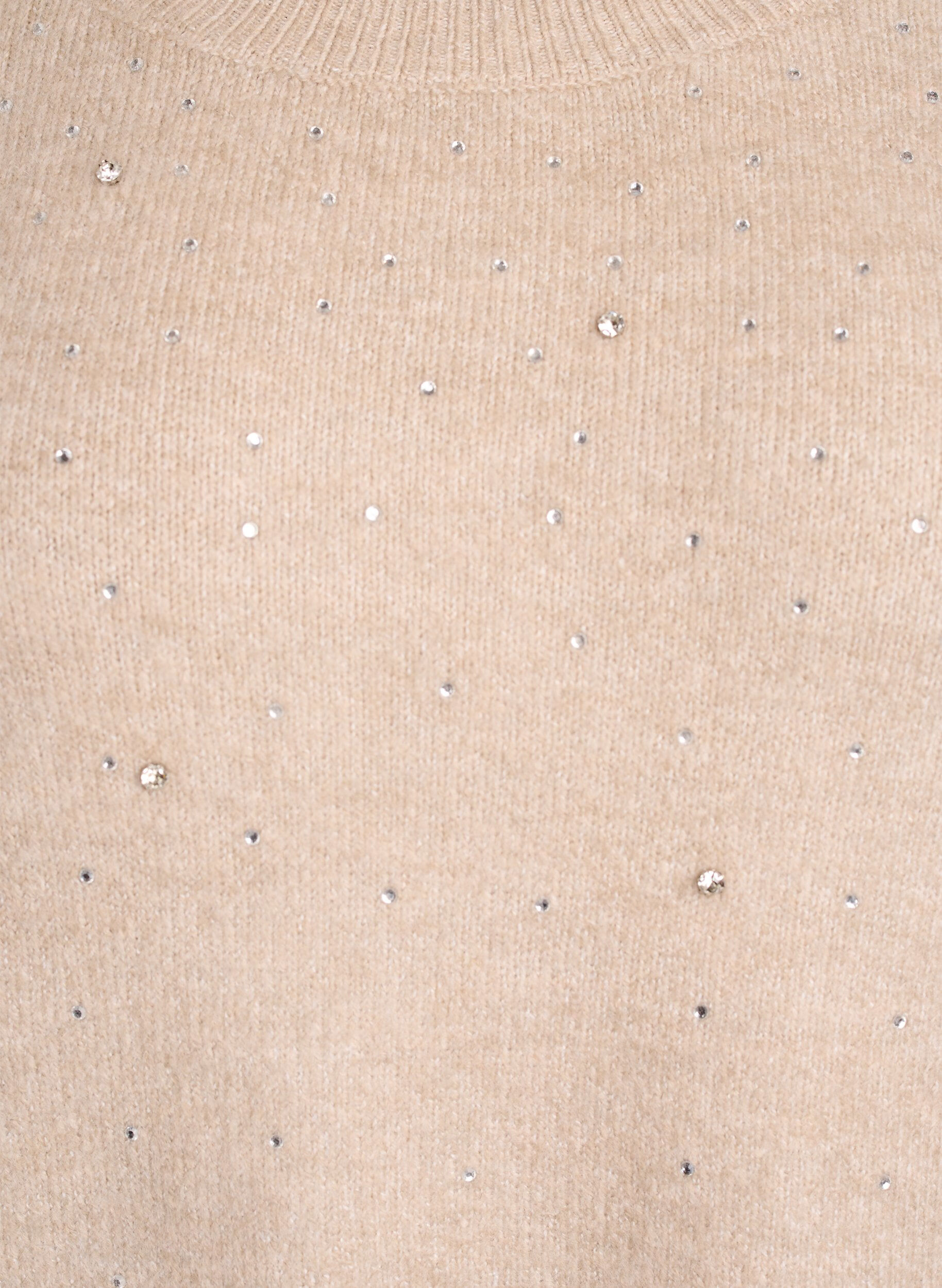 Zizzi Stickad blus med strass, Beige, Packshot image number 2