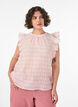 &Auml;rml&ouml;s blus med struktur och volanger, Rosa, Model image number 0