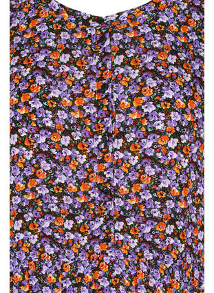 A-linjeformad viskosklänning med korta ärmar, Purple Ditsy Flower, Packshot image number 2