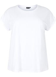 Kort&auml;rmad t-shirt i bomullsmix, Vit