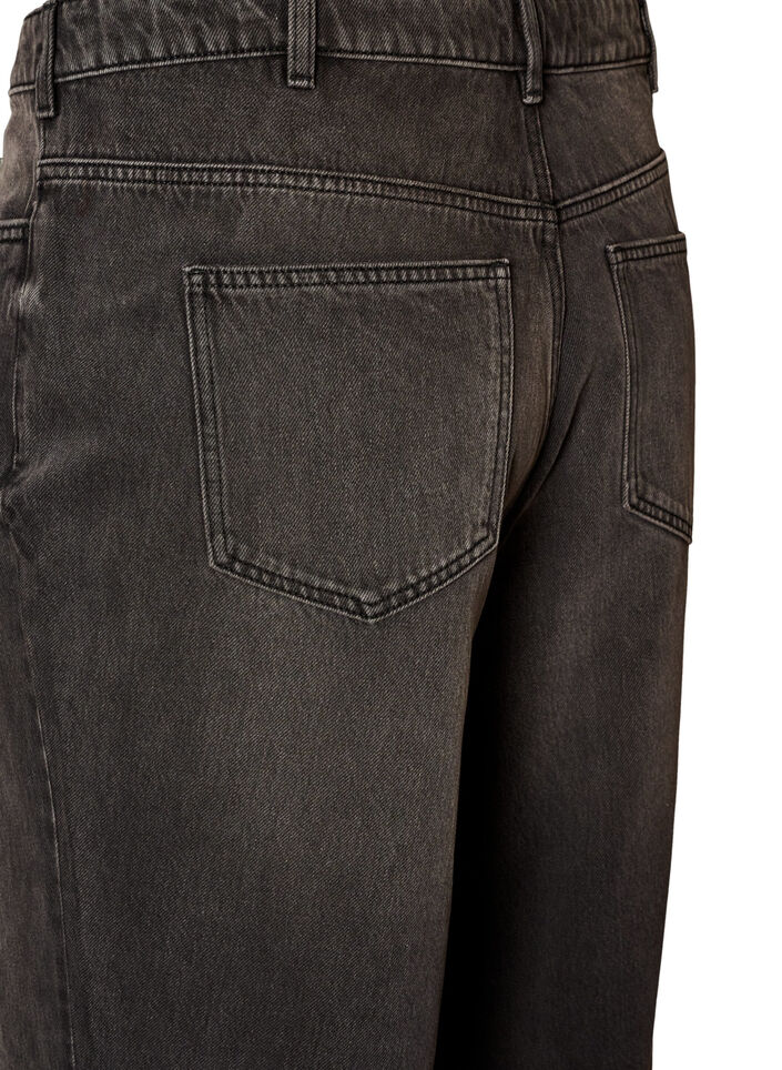 Kiana straight fit-jeans med h&ouml;g midja, Svart, Packshot image number 3