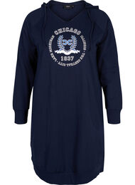 Sweatshirtklänning med huva, Navy Blazer PRINT