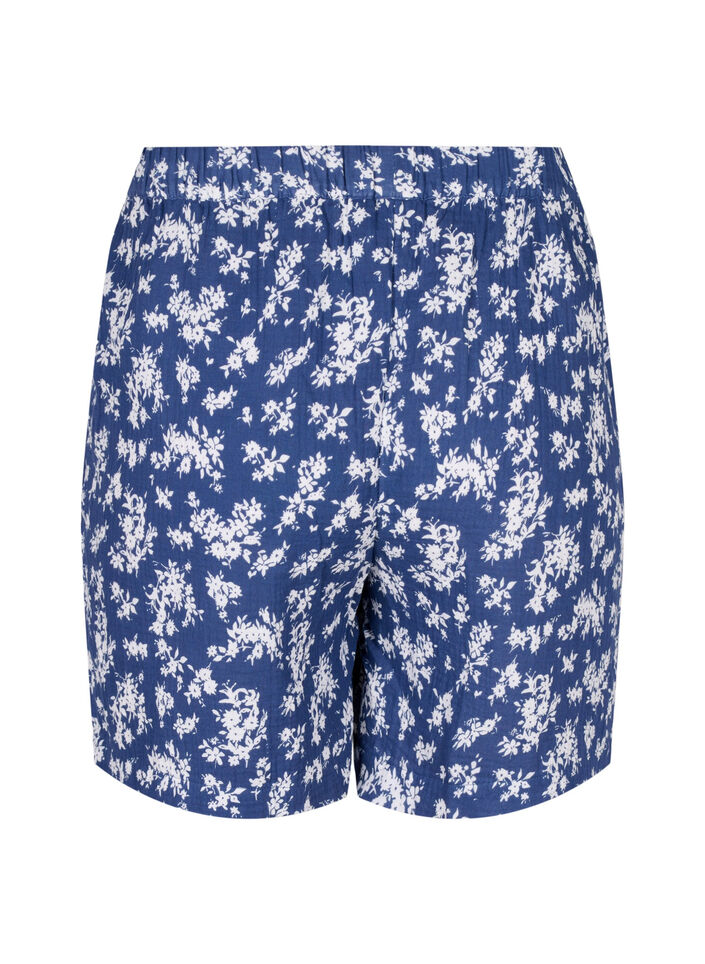  Blommiga nattshorts i bomull, V. Indigo Flower AOP, Packshot image number 1