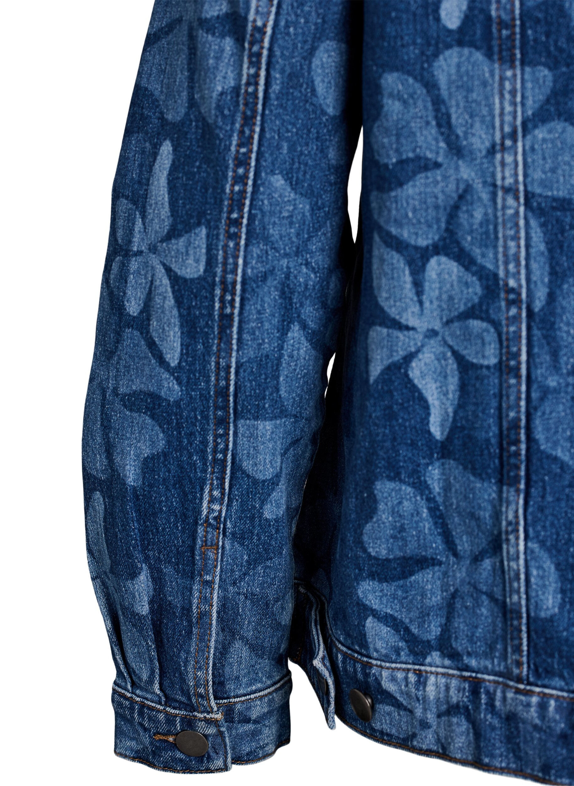 Zizzi Jeansjacka med blommigt m&ouml;nster, Bl&aring;, Packshot image number 3