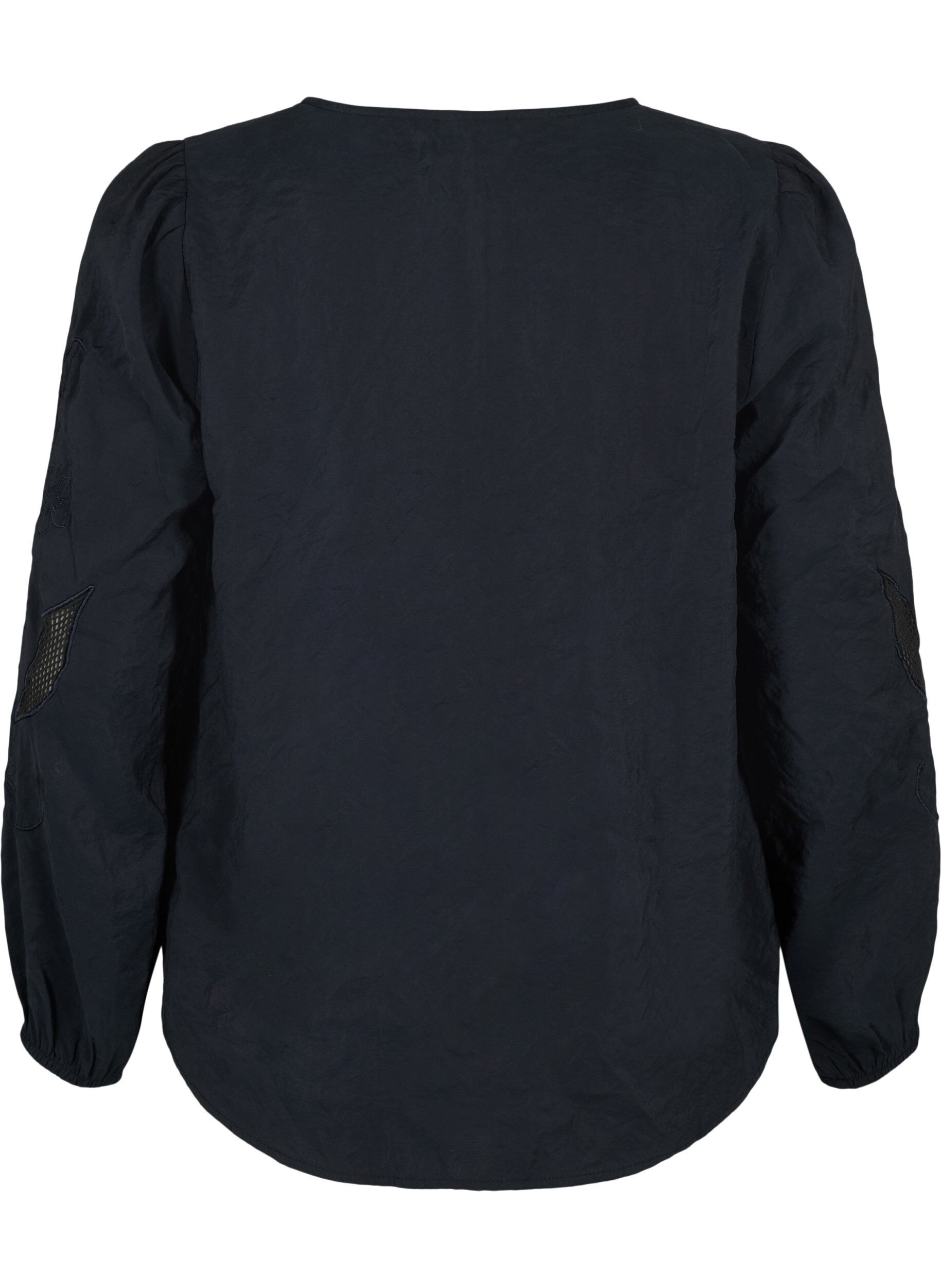 Zizzi Blus i TENCEL&trade; Modal med broderidetaljer, Black, Packshot image number 1
