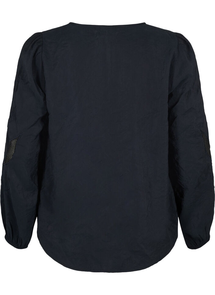 Blus i TENCEL™ Modal med broderidetaljer, Black, Packshot image number 1