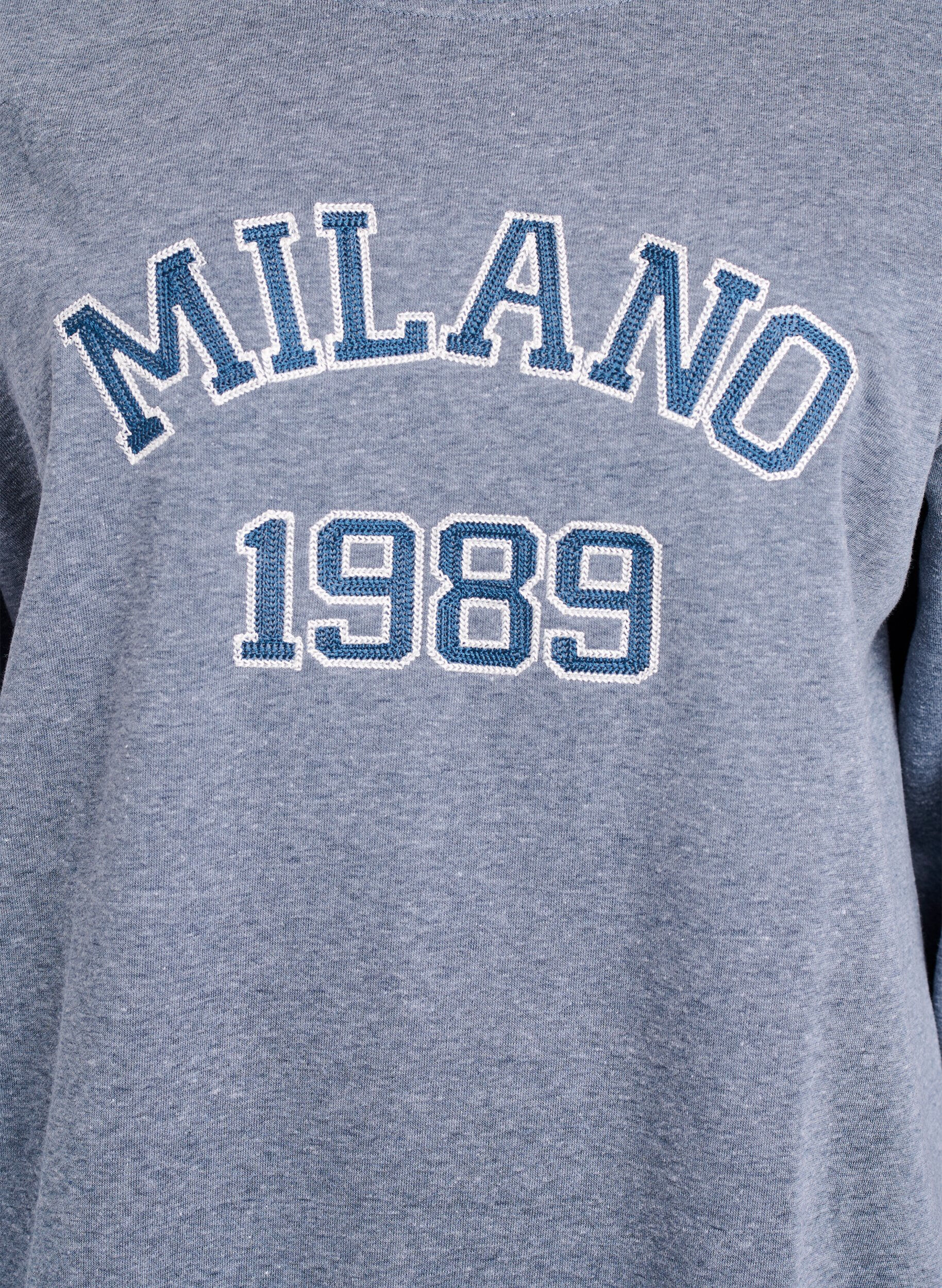 Zizzi Sweatshirt med broderat Milan-motiv, Gr&aring;, Packshot image number 2