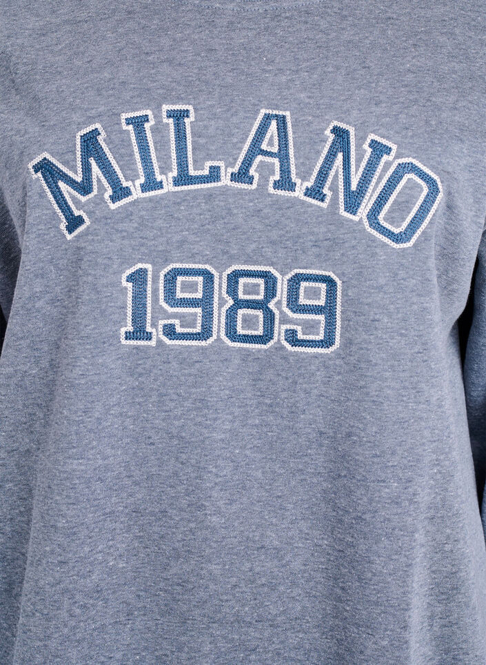 Sweatshirt med broderat Milan-motiv, Grå, Packshot image number 2