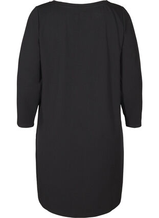 Enfärgad klänning med a-form, Black, Packshot image number 1