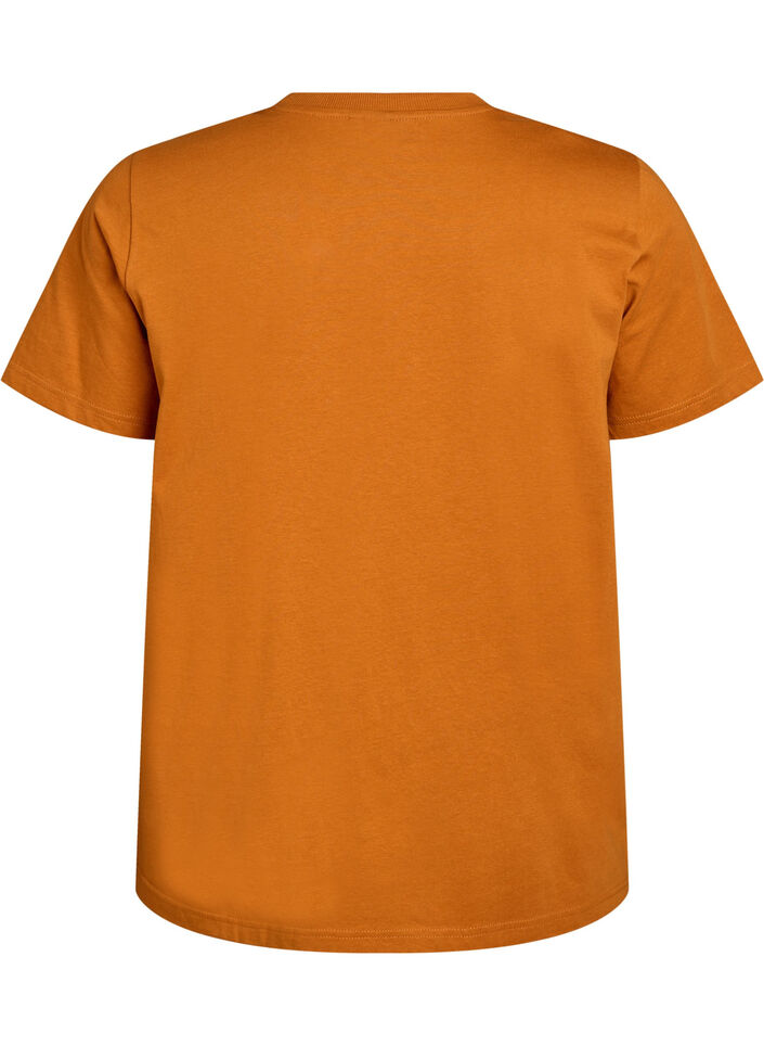 Enkel t-shirt i bomull med rund halsringning, Orange, Packshot image number 1