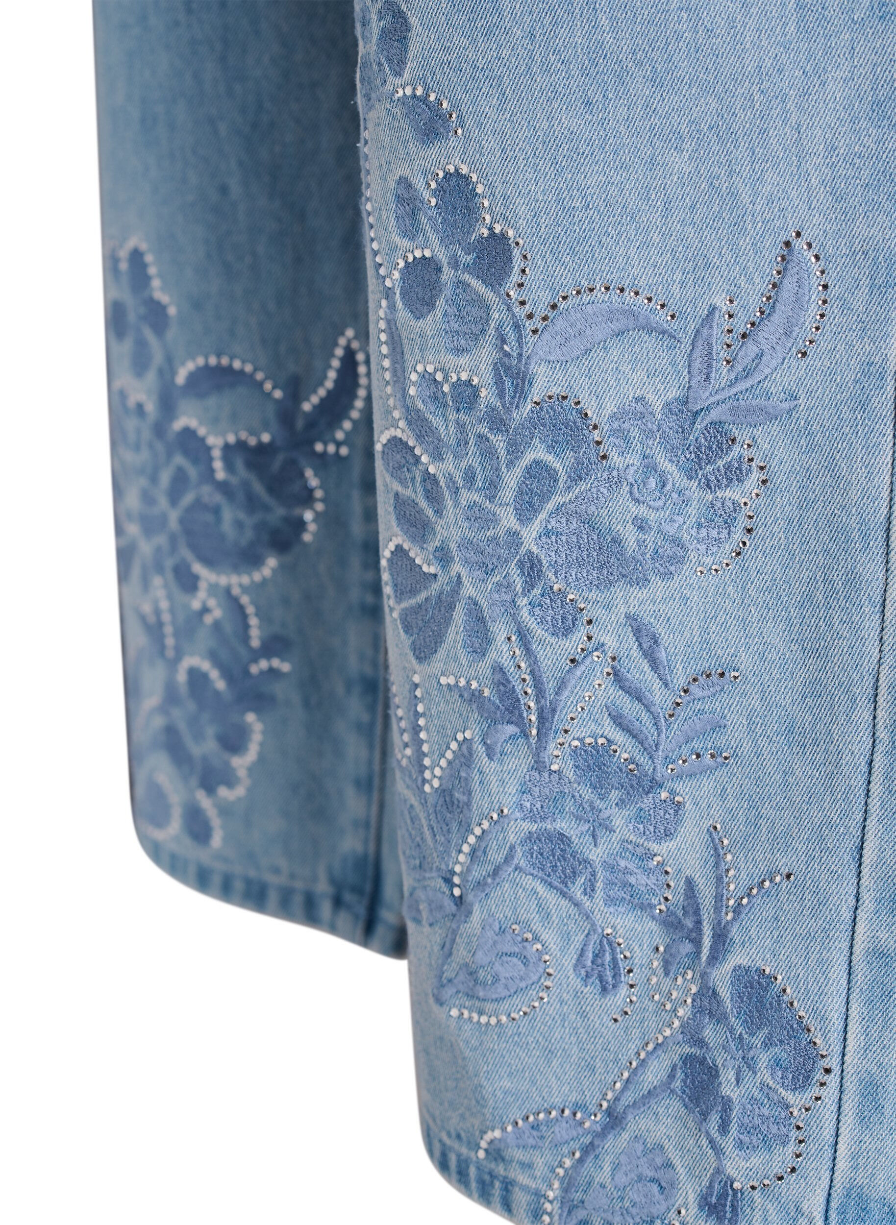 Zizzi Myra jeans med bred passform och blomdetaljer, Bl&aring;, Packshot image number 3