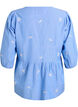 Blus i bomull med broderade blommor och knappkn&auml;ppning, Bl&aring;, Packshot image number 1