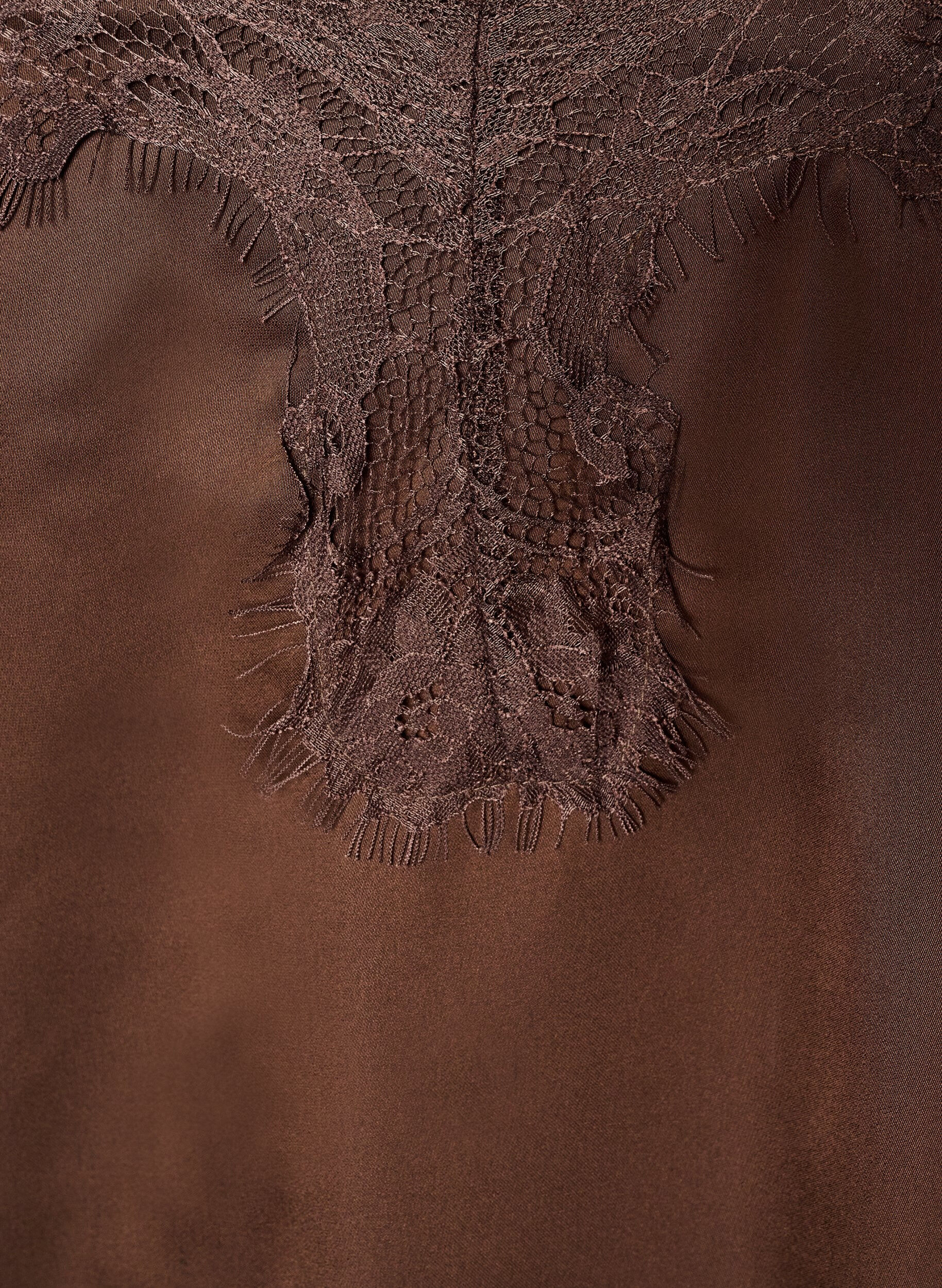 ZizziKl&auml;nning i satin med spets och asymmetrisk f&aring;ll, Brun, Packshot image number 2
