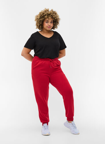 Lösa sweatpants med fickor, Red, Model image number 0