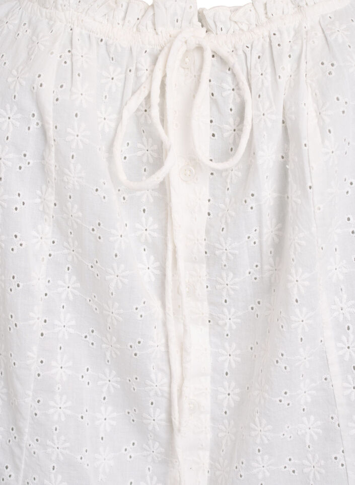&Auml;rml&ouml;s blus med broderie anglaise och volanger, Vanilla, Packshot image number 2