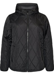 L&auml;tt vadderad jacka med diamantquilt, Svart