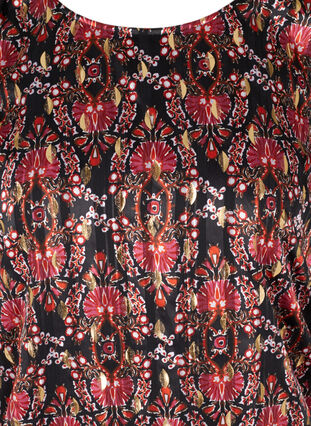 Mönstrad blus med långa ärmar och smock, Black Oriental, Packshot image number 2