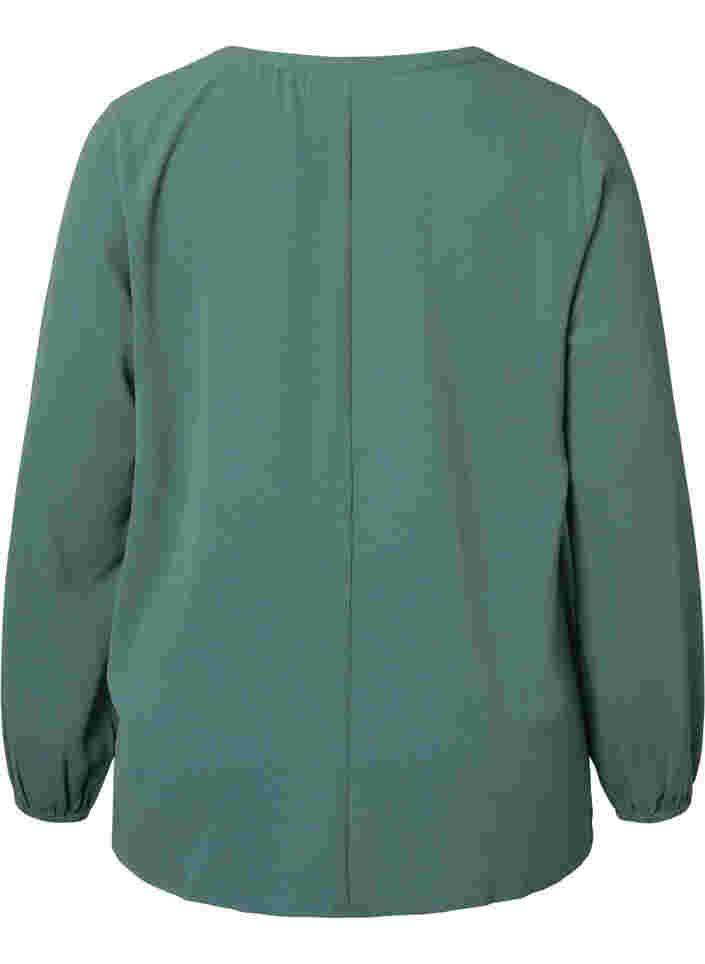 Enfärgad blus med v-hals, Mallard Green, Packshot image number 1