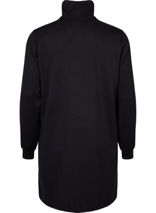 Sweatshirtklänning med hög krage, Black, Packshot image number 1