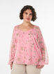 Chiffongblus med blommigt tryck och l&aring;nga &auml;rmar, Rosa, Model image number 0