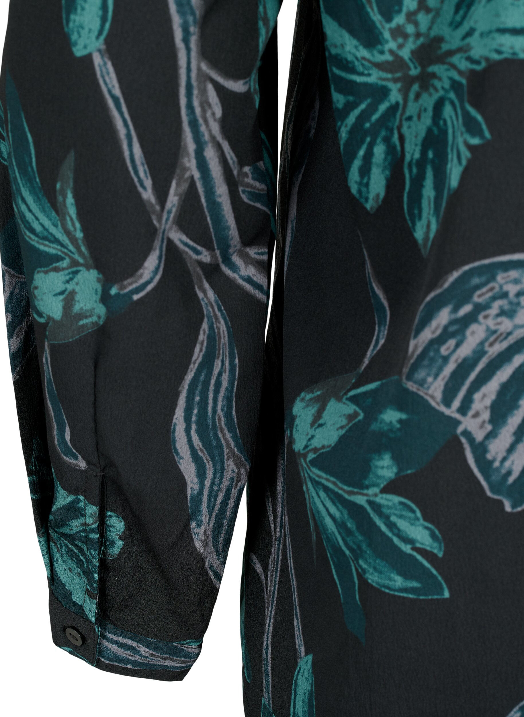 Zizzi FLASH - L&aring;ng&auml;rmad blus med tryck, Black Scarab Flower, Packshot image number 3