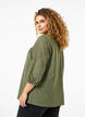 Blus i bomullsblandning med linne och virkade detaljer, Deep Lichen Green, Model image number 1
