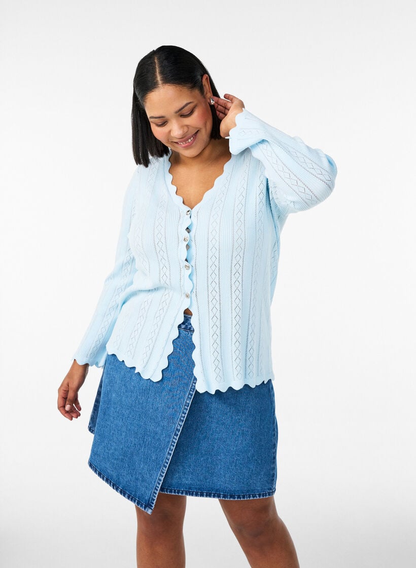 Kort a-linjeformad jeanskjol, Bl&aring;, Model image number 3