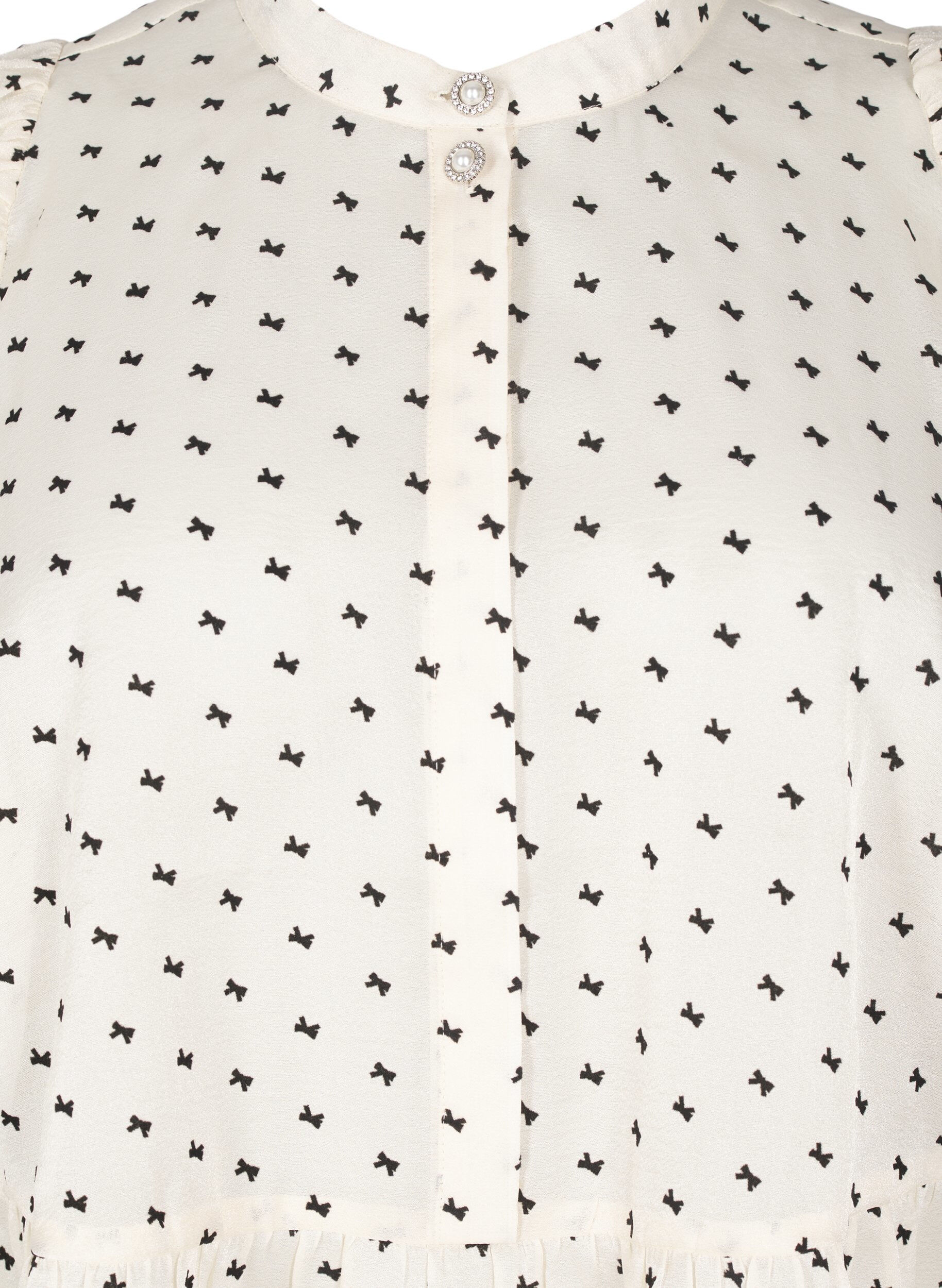 Zizzi Blus med peplum och rosetter, Ecru w Bow, Packshot image number 2