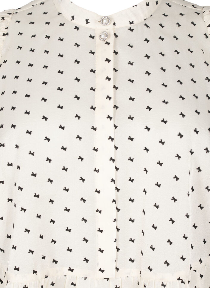 Blus med peplum och rosetter, Ecru w Bow, Packshot image number 2