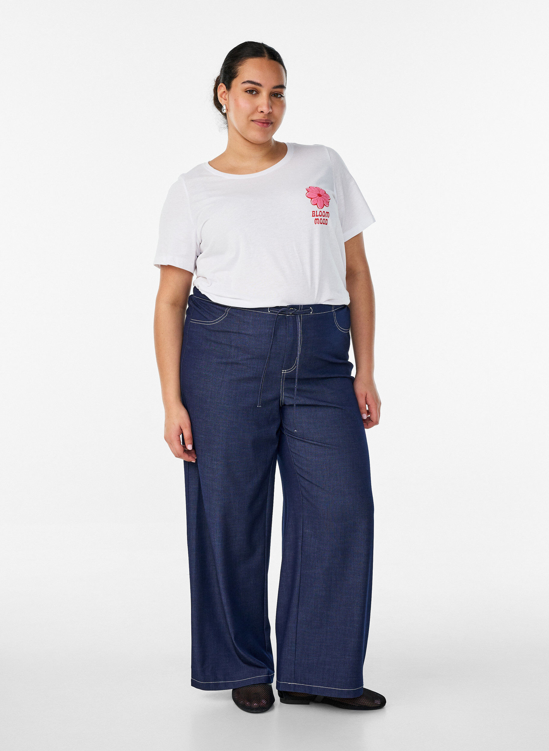 ZizziT-shirt med tryck, Vit, Model image number 1