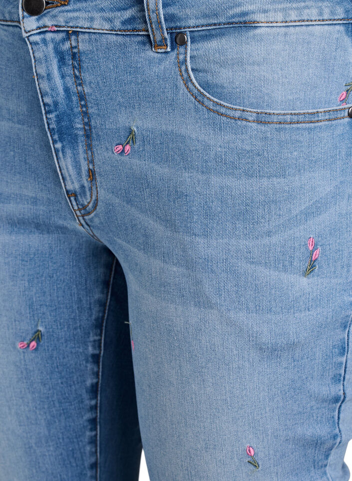 Bootcut-jeans med broderade blommor, Blå, Packshot image number 2