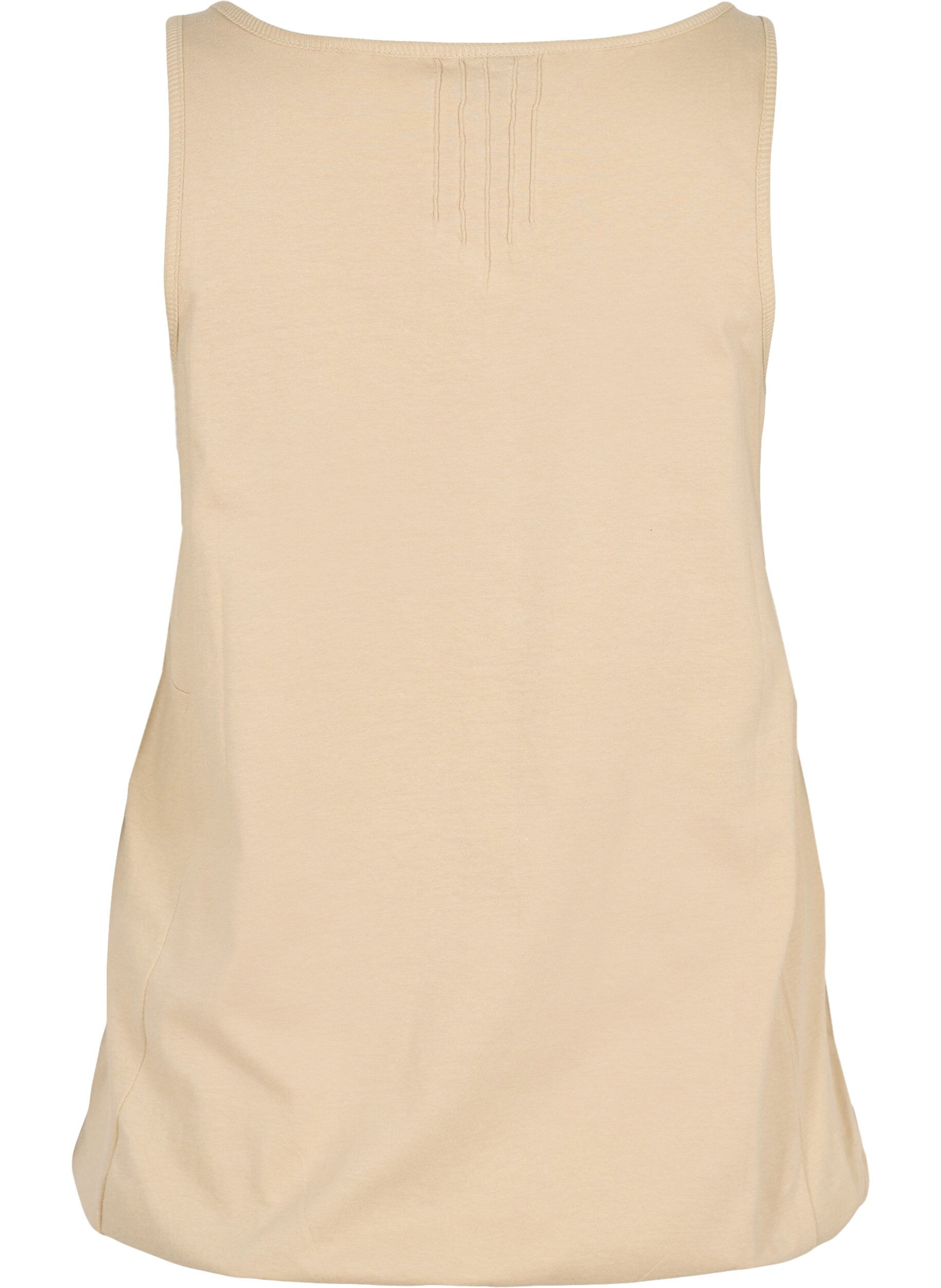 Zizzi Enf&auml;rgad bomullstopp med res&aring;rkant, Humus, Packshot image number 1