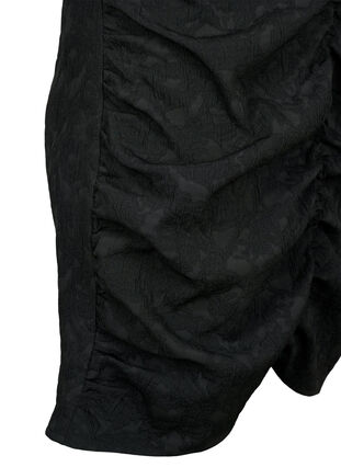 Kortärmad klänning med textur och draperingar, Black, Packshot image number 3