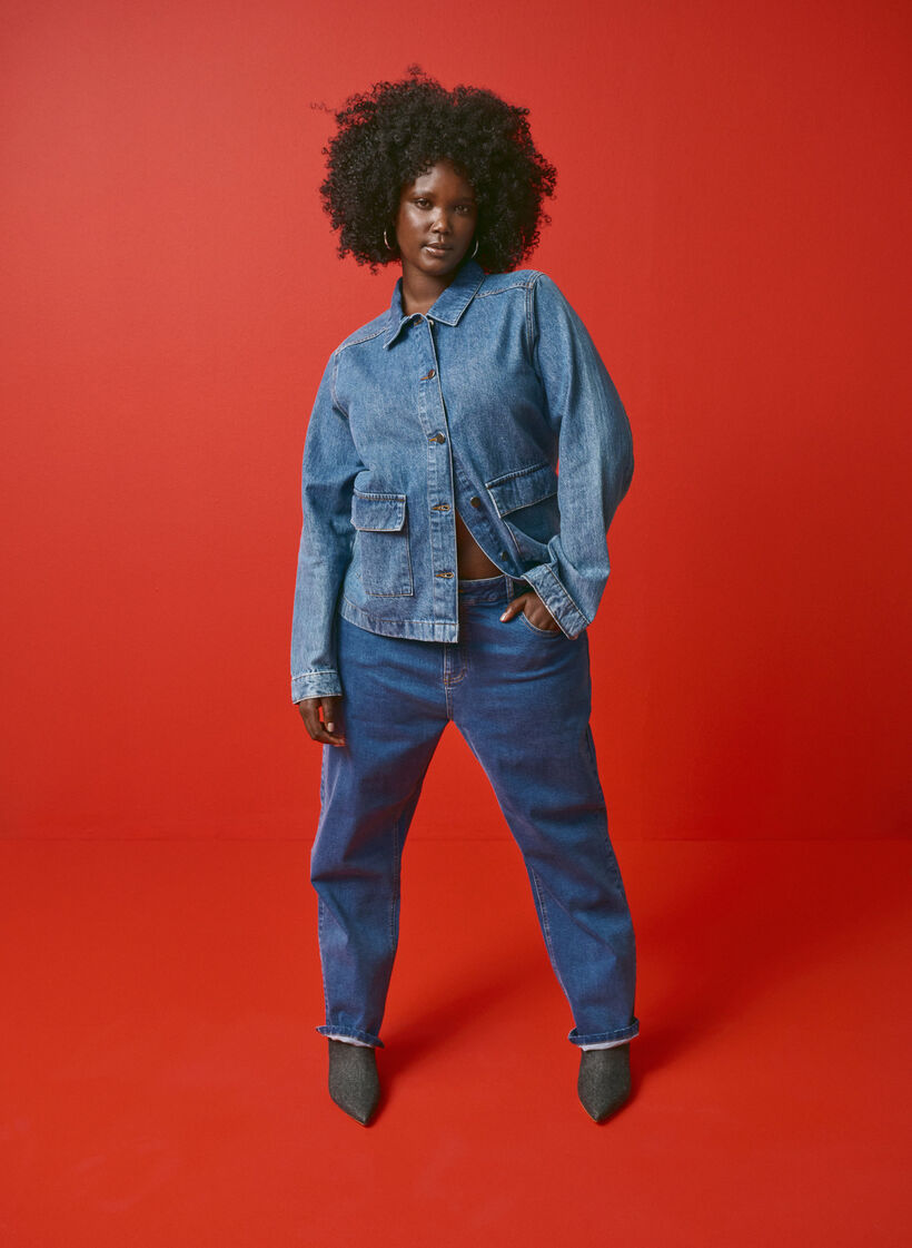 Beskurna Vera jeans med rak passform, Blue Denim, Image image number 0