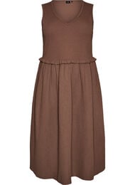 &Auml;rml&ouml;s midikl&auml;nning i bomull med ribb och muslin, Brun