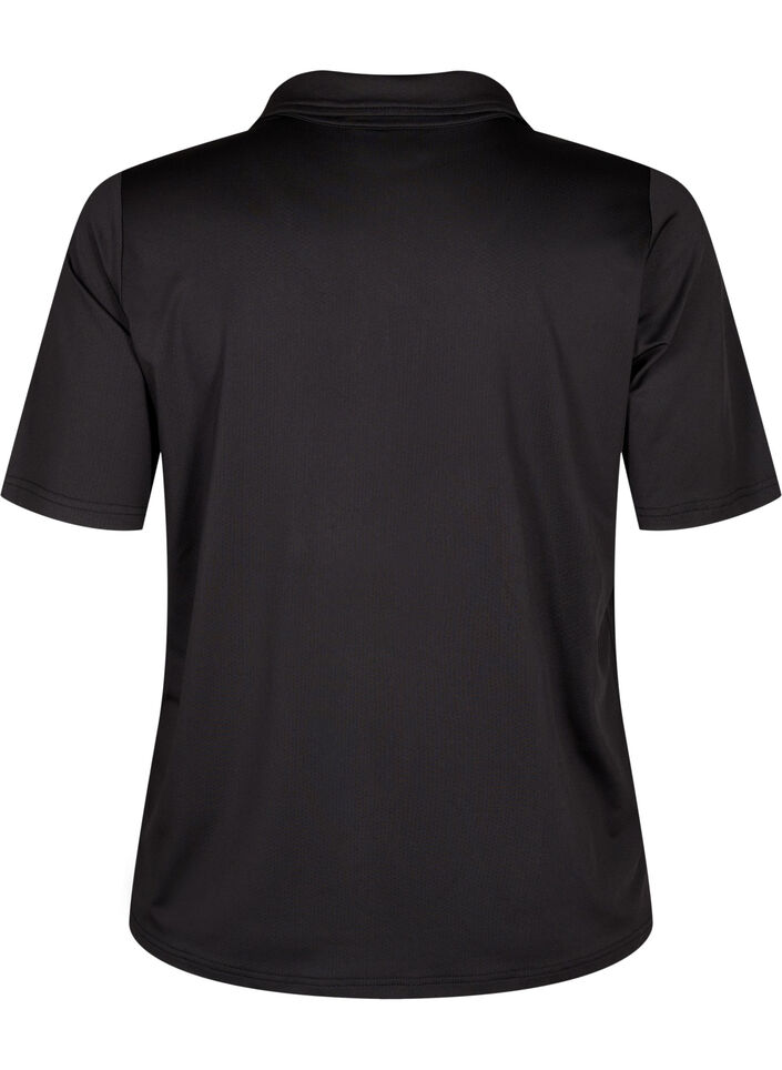 Polo t-shirt med v-ringning, Black, Packshot image number 1