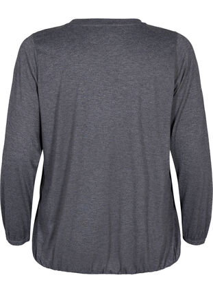 Melerad tröja med långa ärmar och v-hals, Dark Grey Melange, Packshot image number 1