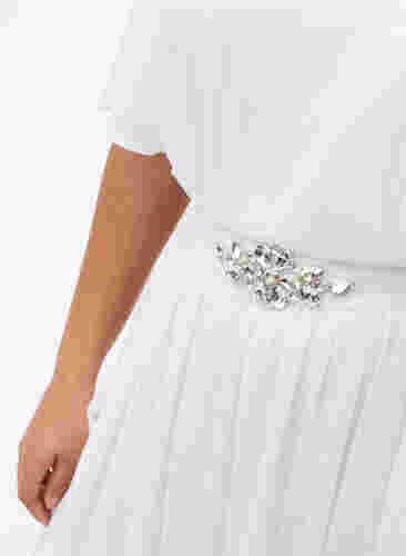 Maxiklänning med draperingar och korta ärmar, Bright White, Model image number 3