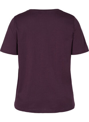 T-shirt i ekologisk bomull med v-ringning, Plum Perfect, Packshot image number 1