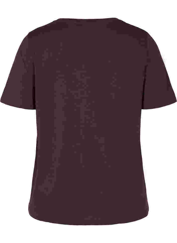 T-shirt i ekologisk bomull med v-ringning, Plum Perfect, Packshot image number 1