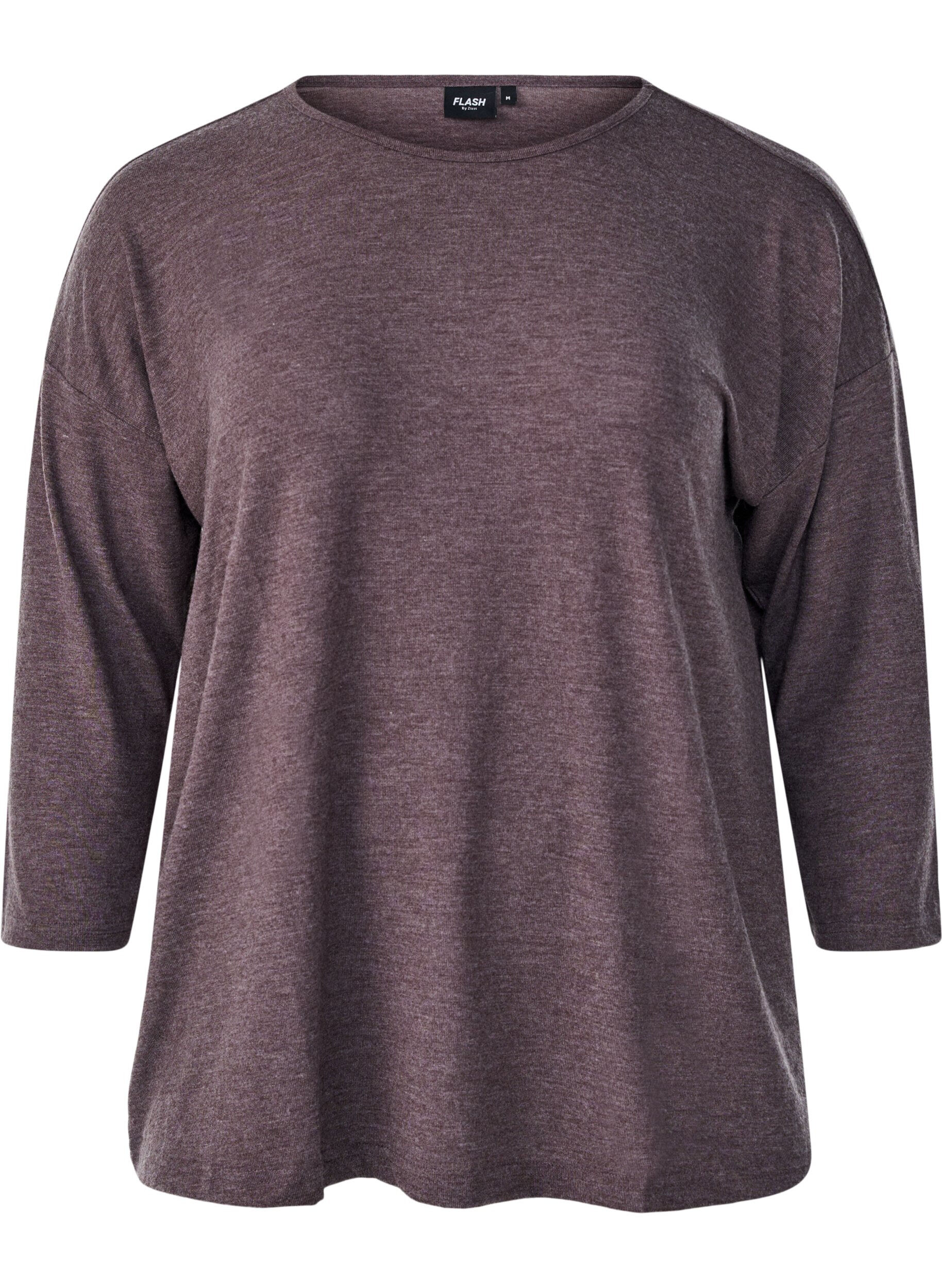 ZizziJerseyblus med 3/4-&auml;rm, Brun, Packshot image number 0
