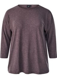 Jerseyblus med 3/4-&auml;rm, Brun