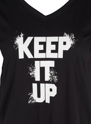 Tränings-t-shirt i bomull med tryck, Black Keep, Packshot image number 2