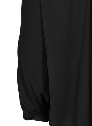 Skjorta med lätt puffärm och knytdetalj, Black, Packshot image number 3