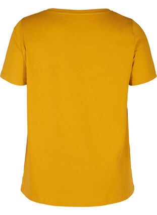 A-linjeformad t-shirt i bomull med tryck, Harvest Gold, Packshot image number 1